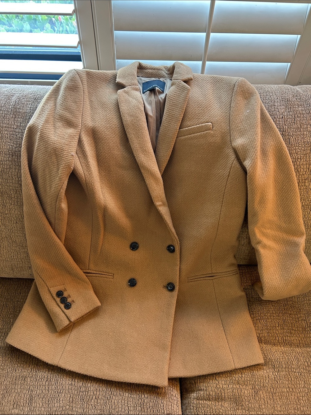 Banana Republic Double-Breasted Camel Blazer